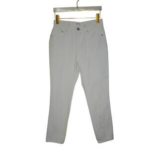 Superdown White Cropped Mom Jeans 26